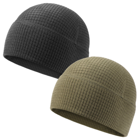 2 Pack Grid Fleece Beanie