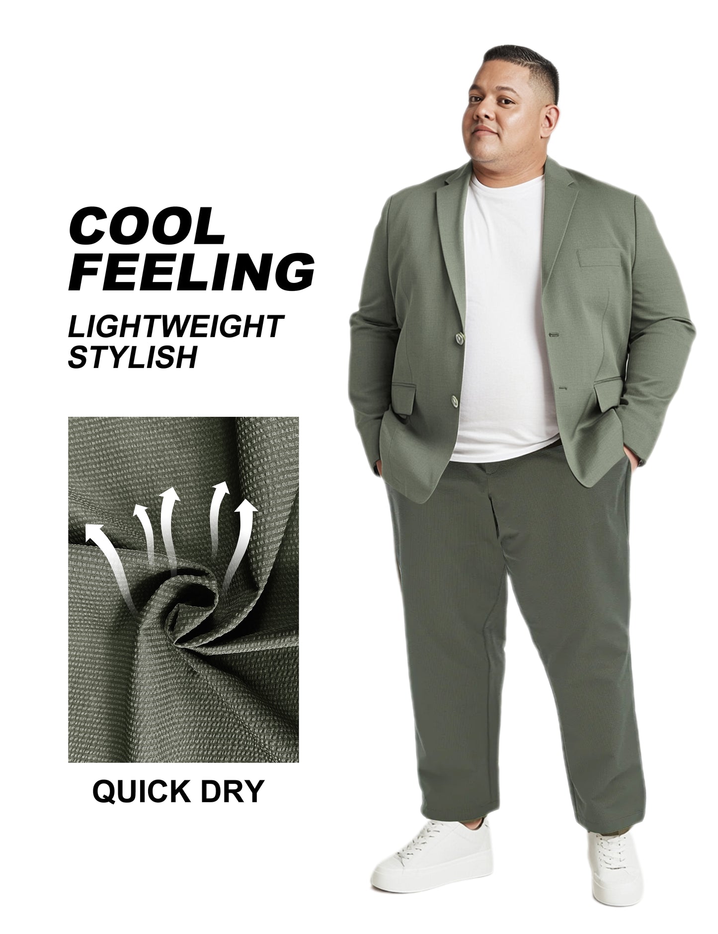 Ohebi Men’s Big & Tall casual pants 3XL-6XL – Anti-Slip Zipper Pockets, Quick-Dry Elastic Waist, Lightweight & Breathable for Summer, Commuter Casual & Travel
