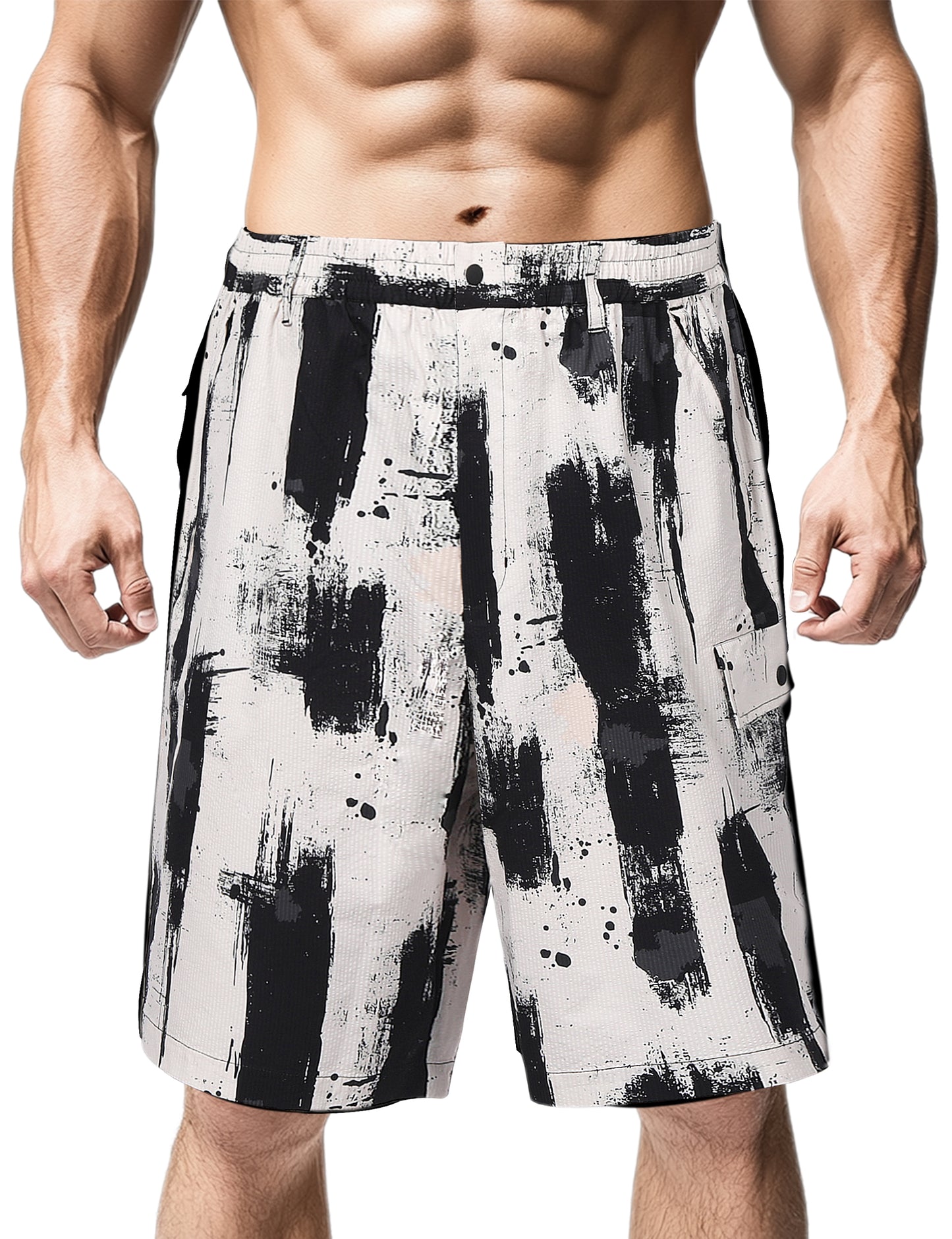 Ohebi Men’s Big & Tall Cargo Shorts 3XL-6XL – Quick-Dry, Elastic Waist, Zipper Pockets, Lightweight for Outdoor & Casual Wear