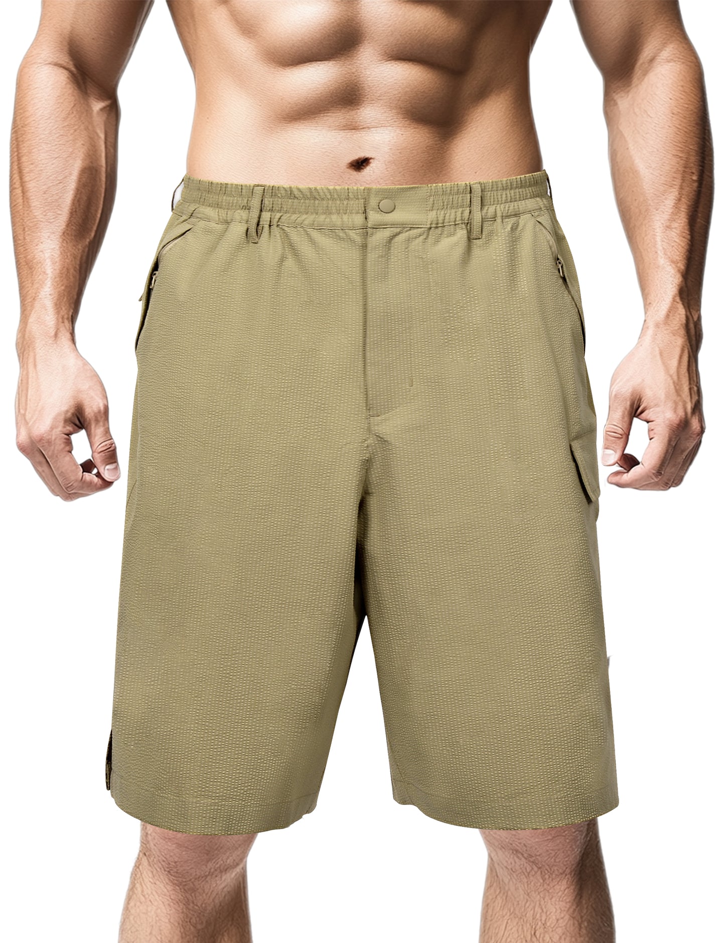 Ohebi Men’s Big & Tall Cargo Shorts 3XL-6XL – Quick-Dry, Elastic Waist, Zipper Pockets, Lightweight for Outdoor & Casual Wear