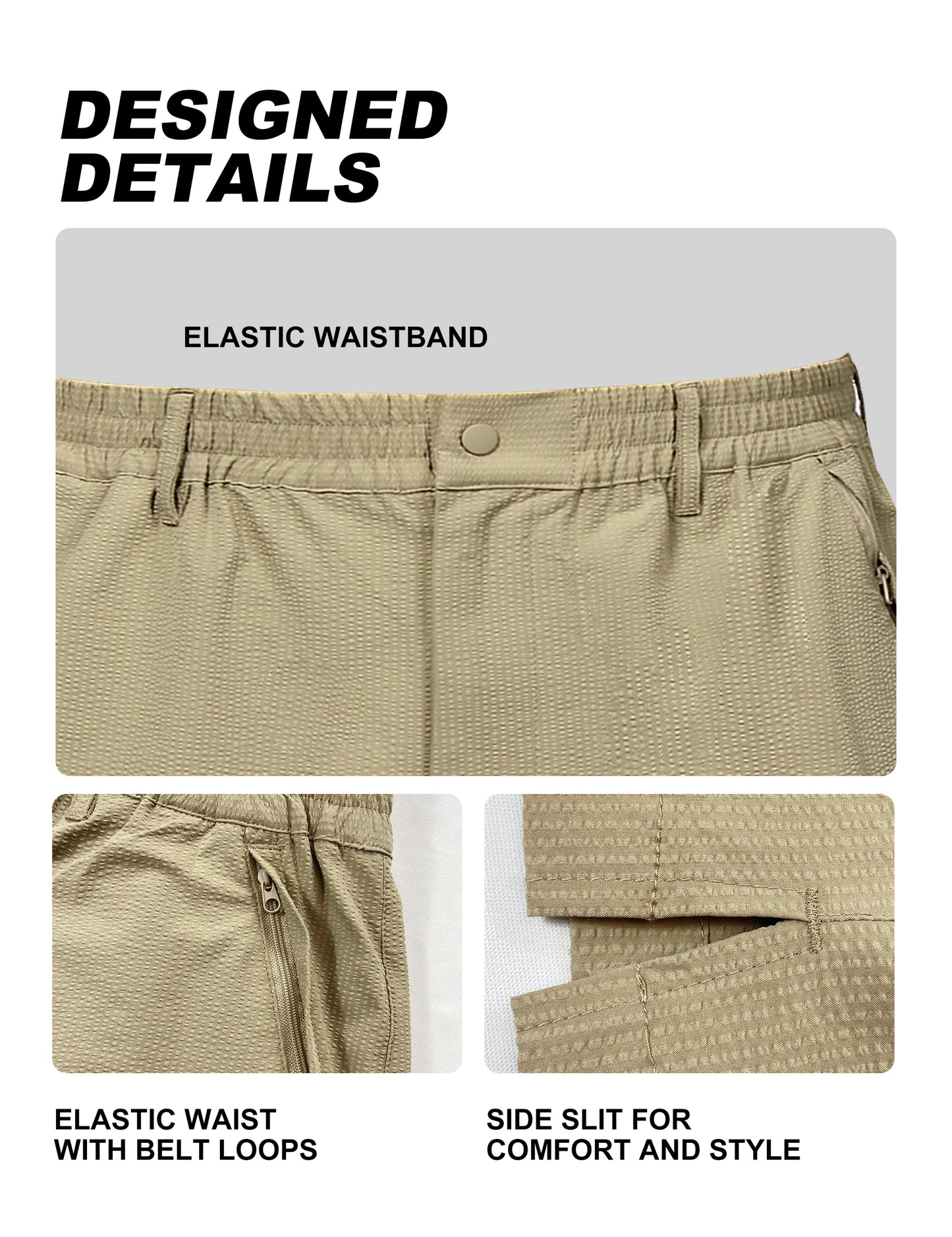 Ohebi Men’s Big & Tall Cargo Shorts 3XL-6XL – Quick-Dry, Elastic Waist, Zipper Pockets, Lightweight for Outdoor & Casual Wear