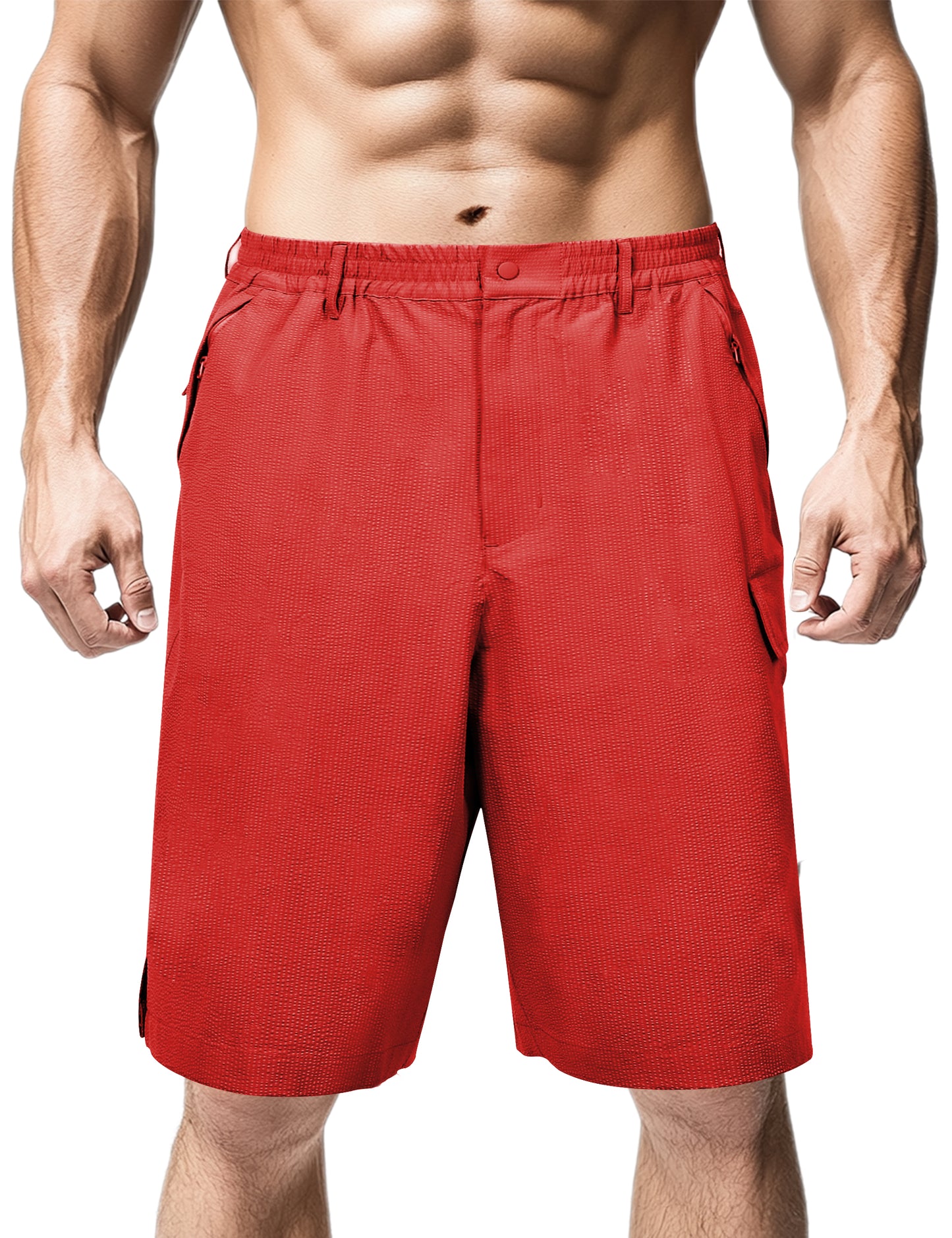 Ohebi Men’s Big & Tall Cargo Shorts 3XL-6XL – Quick-Dry, Elastic Waist, Zipper Pockets, Lightweight for Outdoor & Casual Wear